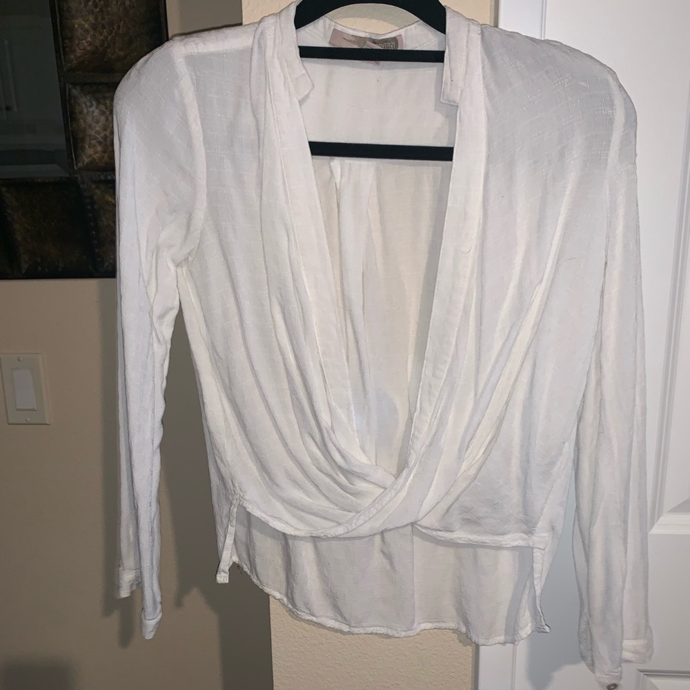 White low neck long sleeve